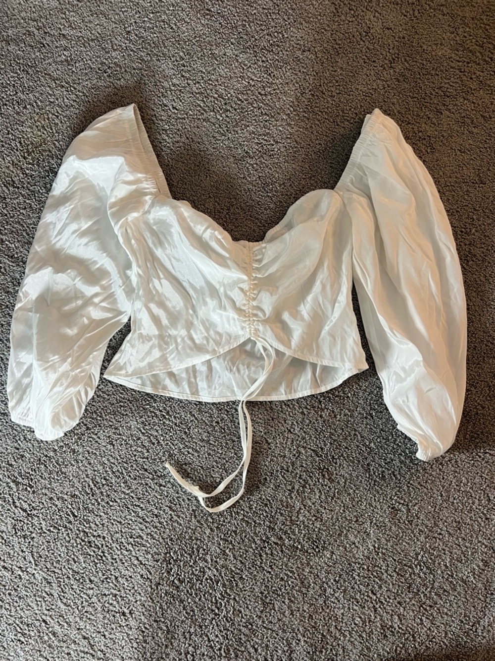 Cropped Puff Sleeve Tie-Front Top
